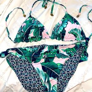 Tommy Bahama Pink and Navy floral reversible bikini